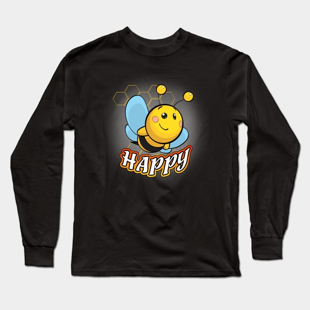 Bee Happy Pun Long Sleeve T-Shirt by Shawnsonart